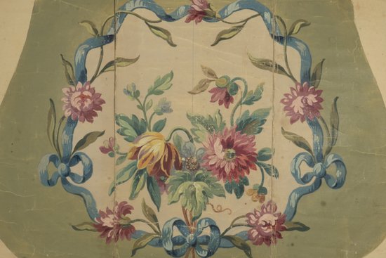 cardboard tapestry Aubusson medallion flowered ribbon