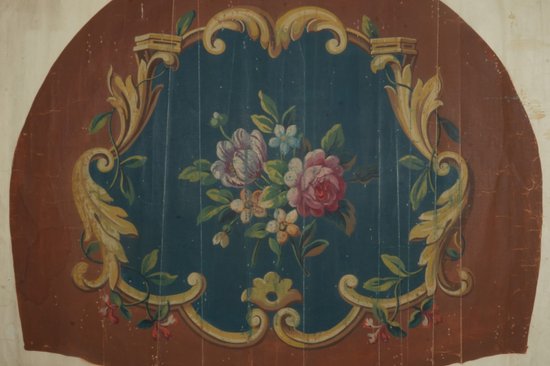 Aubusson tapestry cardboard flowered medallion