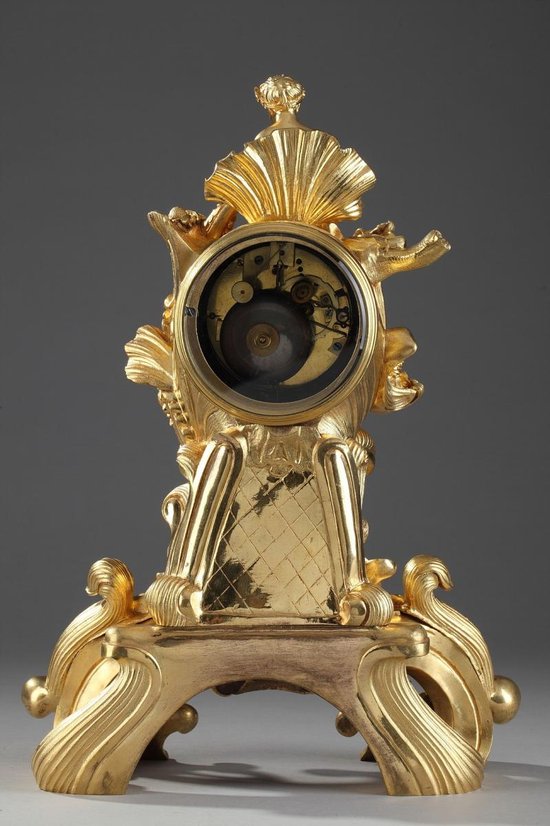 Gilt Bronze Rocaille Style Clock, 19th Century