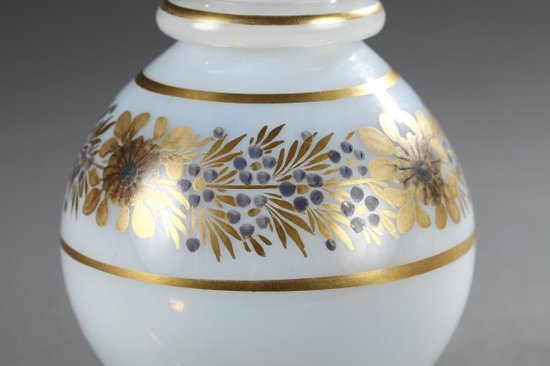 White Opaline Bottle with Desvignes decoration