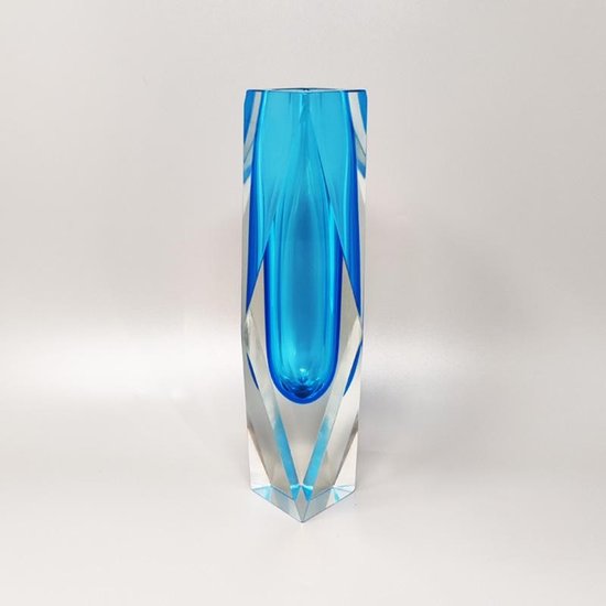 1960 Etonnant Rare Vase Bleu Par Flavio Poli pour Seguso. Fabriqué en Italie