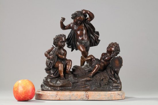 Bronze and Marble Musician Lovers, 19th Century