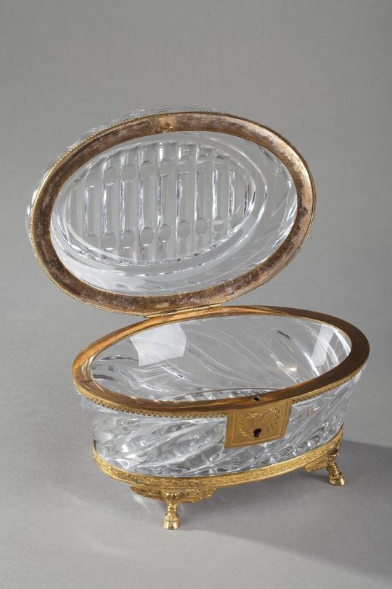 Charles X period gilt bronze and cut crystal jewelry box