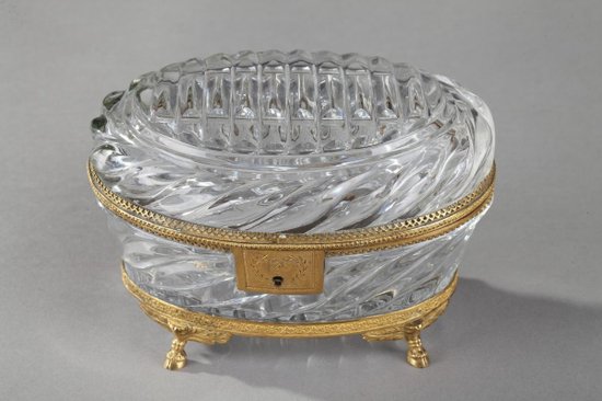 Charles X period gilt bronze and cut crystal jewelry box