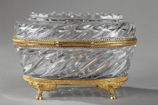 Charles X period gilt bronze and cut crystal jewelry box