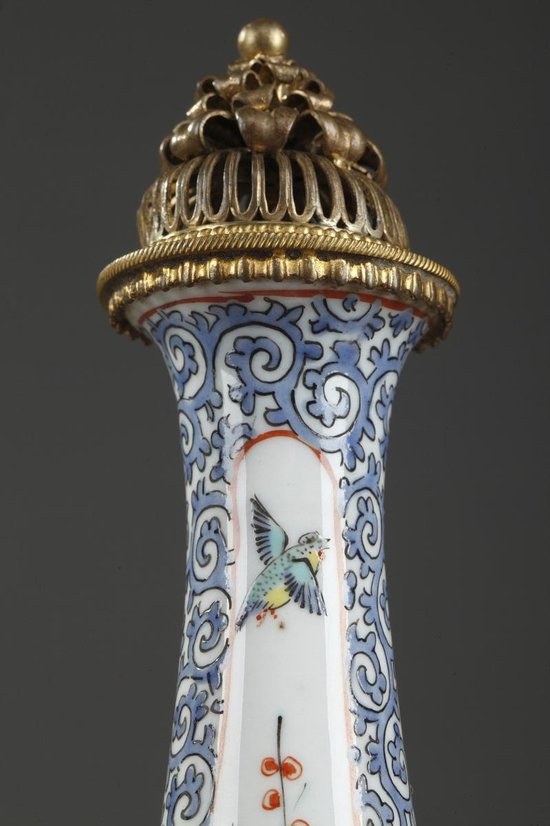 Old Perfume Bottle: Opium Vial In Porcelain And Enamel, Manufacture Samson