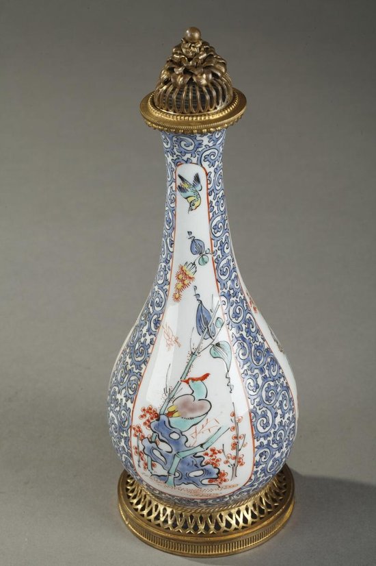 Old Perfume Bottle: Opium Vial In Porcelain And Enamel, Manufacture Samson