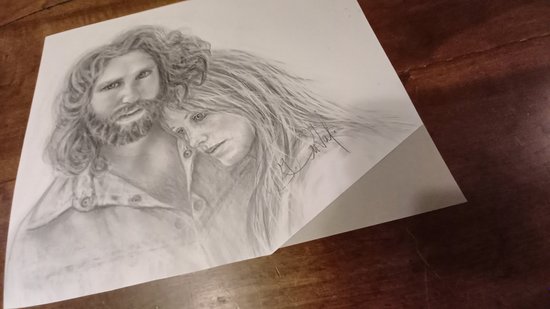 Disegno di grafite /Jim Morrison/Pamela Courson