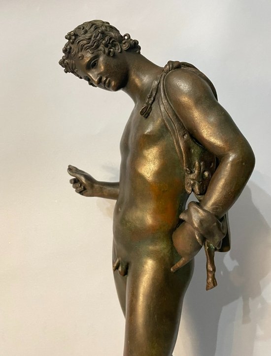 Narcisse de Pompéi, sculpture en bronze du "Grand Tour" XIXème.