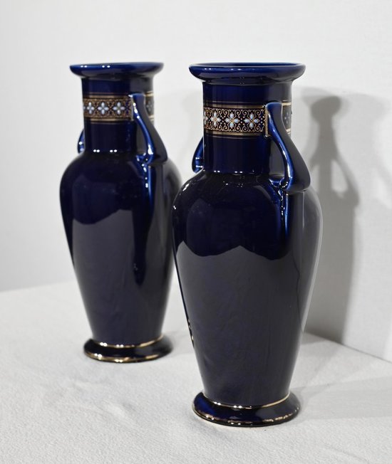 Paire de Vases en Faïence Émaillée – Début XXe