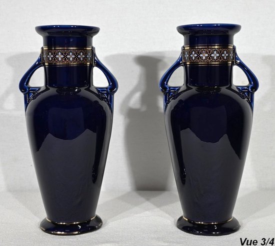 Paire de Vases en Faïence Émaillée – Début XXe