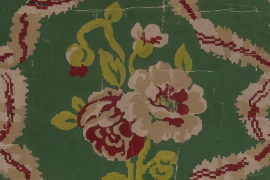 Cardboard of Aubusson tapestry, flowered motif with ribbon