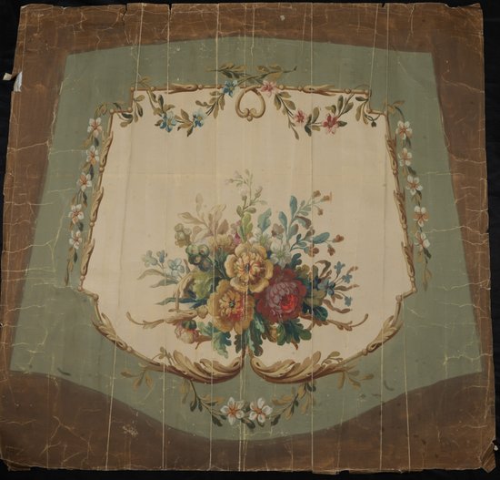 Carton of Aubusson tapestry with flowered pattern