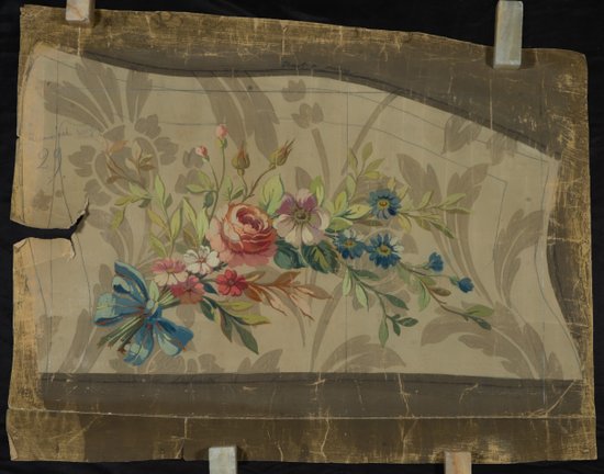 Carton of Aubusson tapestry with floral pattern