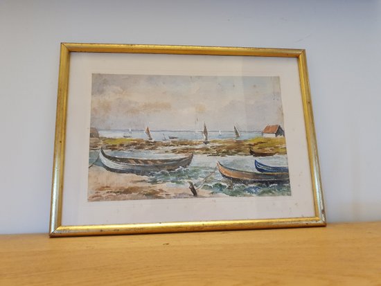 Bassin d'Arcachon , Pinassottes , Watercolor , Signed , XX°.