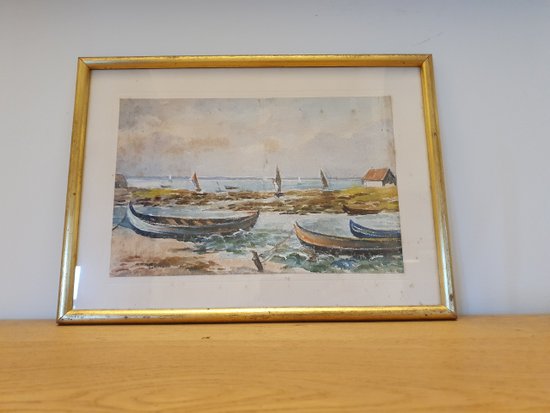 Bassin d'Arcachon , Pinassottes , Watercolor , Signed , XX°.