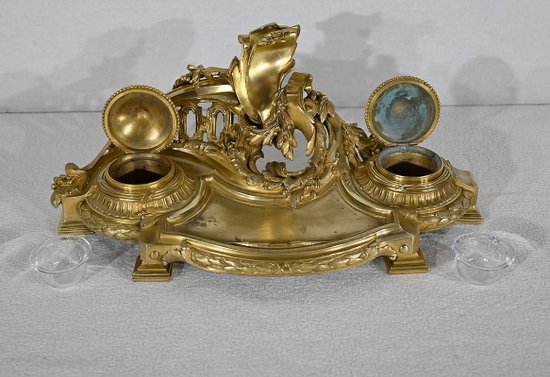 Gilded bronze inkwell, signed Vandevoorde - Early XXth century