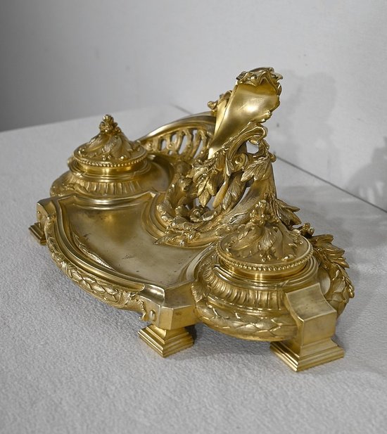 Gilded bronze inkwell, signed Vandevoorde - Early XXth century