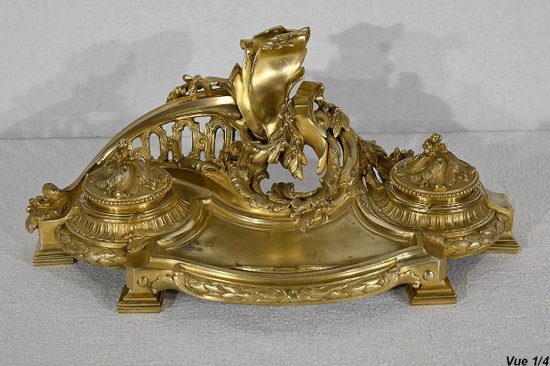 Gilded bronze inkwell, signed Vandevoorde - Early XXth century