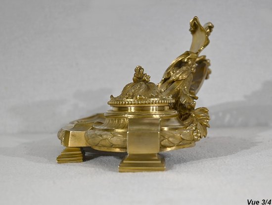 Gilded bronze inkwell, signed Vandevoorde - Early XXth century