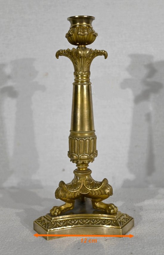 Pair of bronze candlesticks, Restoration period - Early 19th century