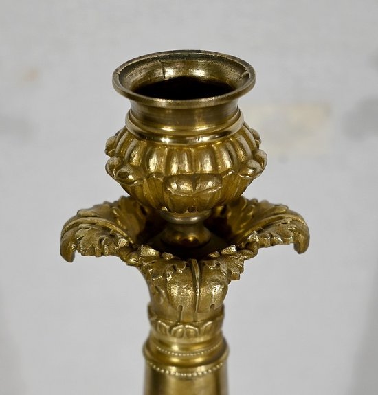 Pair of bronze candlesticks, Restoration period - Early 19th century