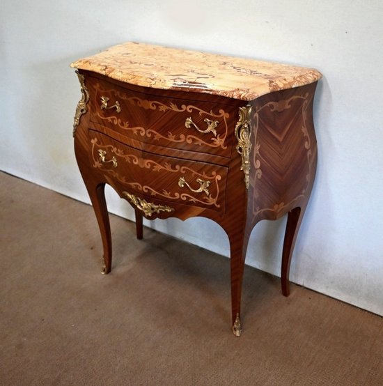 Mahogany chest of drawers, Transitional style Louis XIV / Louis XV - Early XXth century