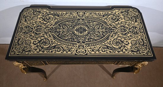 Blackened Pearwood Console Table, Napoleon III period - Mid 19th century