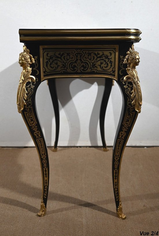 Blackened Pearwood Console Table, Napoleon III period - Mid 19th century