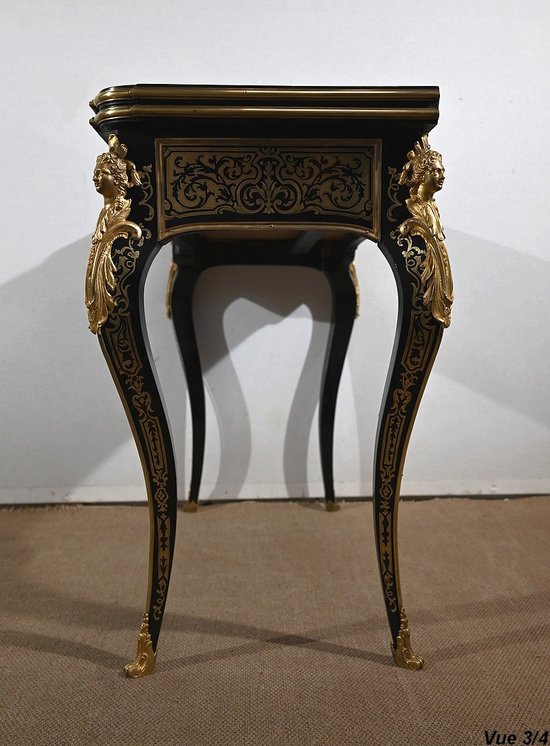 Blackened Pearwood Console Table, Napoleon III period - Mid 19th century