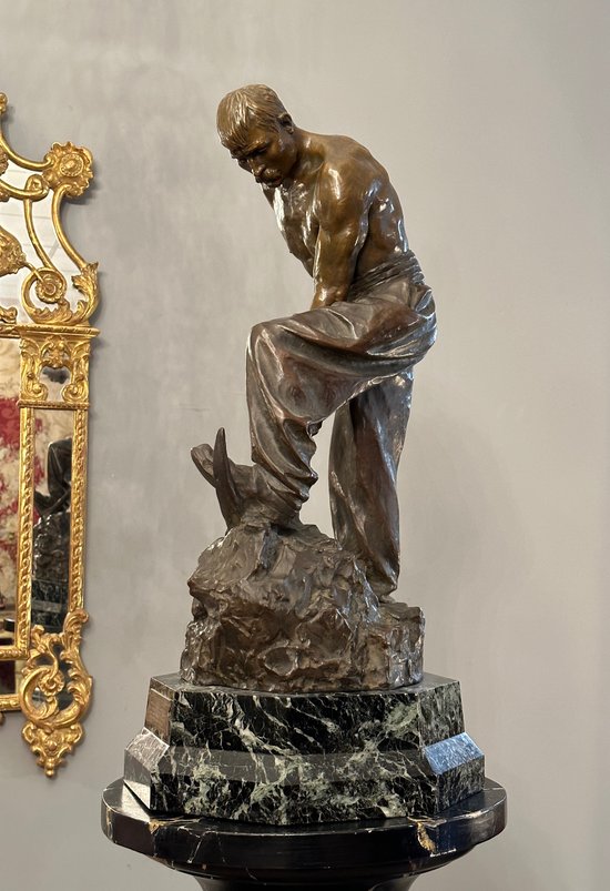 Paul Moreau-vauthier (1871 - 1936), Important Bronze Sculpture With Brown Patina