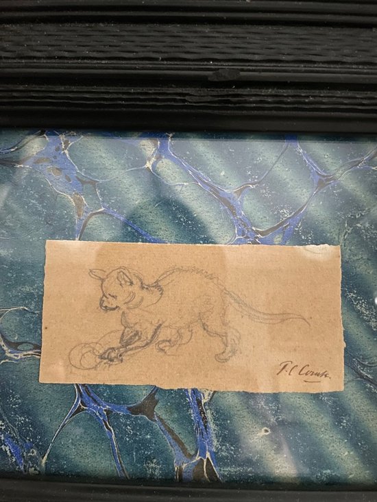 Flemish Frame With Cat Drawing From 17th Century