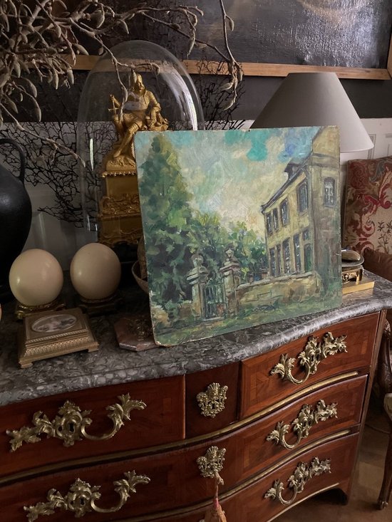 Oil On Wooden Panel Country House