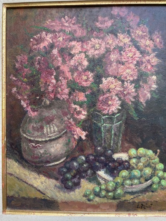 Still Life Oil On Panel Signed Louis Dricot