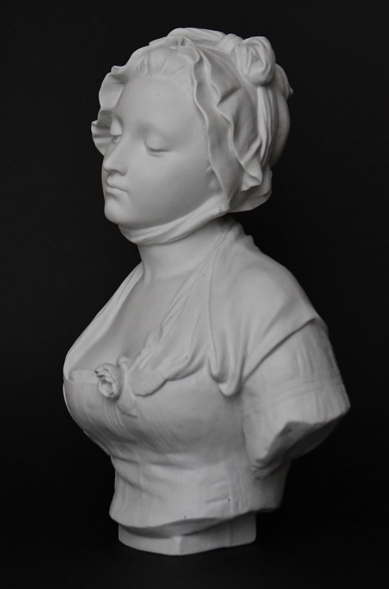 LAURENT Eugène (1832-1898) Bisque bust of a young girl after Jean Baptiste GREUZE