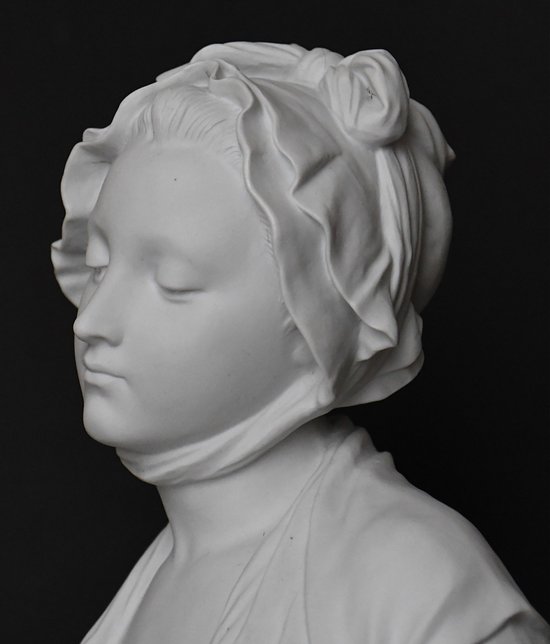 LAURENT Eugène (1832-1898) Bisque bust of a young girl after Jean Baptiste GREUZE