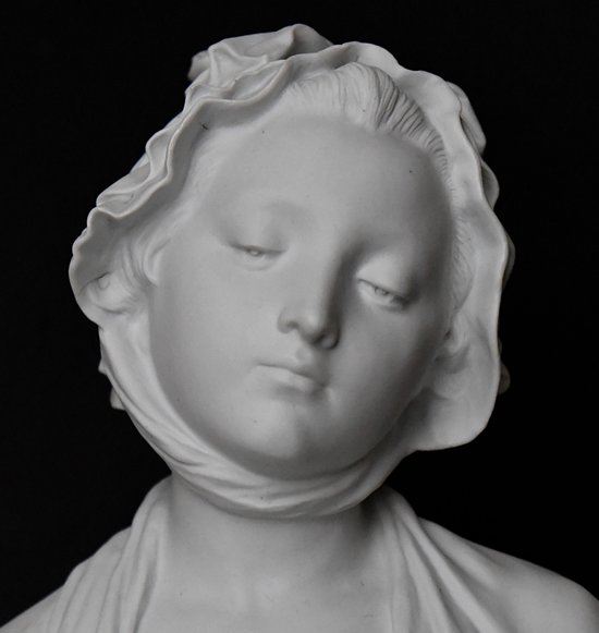 LAURENT Eugène (1832-1898) Bisque bust of a young girl after Jean Baptiste GREUZE