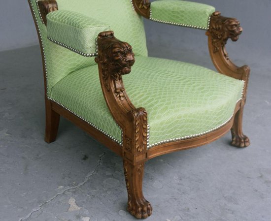 Pair Of Walnut Armchairs With Lions Feet Claws Late Nineteenth