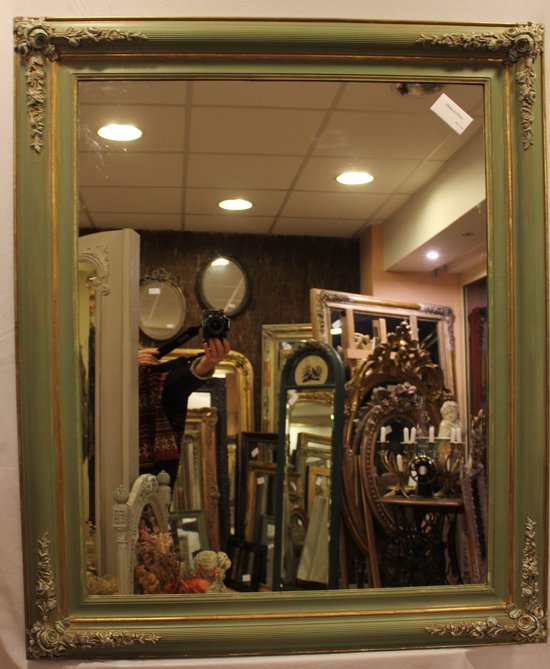 Antique Rectangle Restoration Mirror, Patina And Gold Leaf 94 X 112 Cm