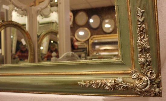 Antique Rectangle Restoration Mirror, Patina And Gold Leaf 94 X 112 Cm