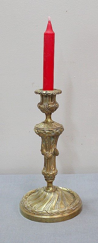 Pair of Gilded Bronze Torches, Louis XVI style - 19th century