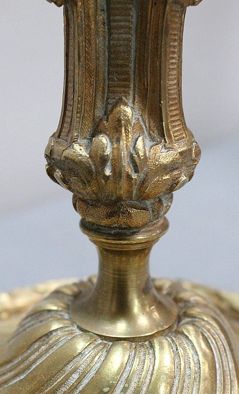 Pair of Gilded Bronze Torches, Louis XVI style - 19th century