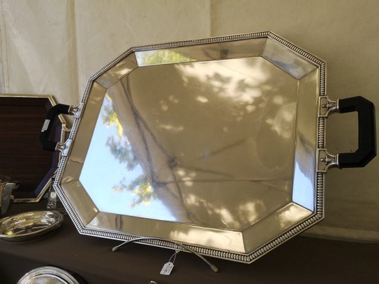 Large octagonal silver-plated tray GALLIA