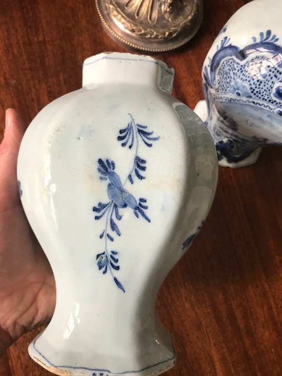 Paar Delft Vase Mit Landschaft Landleben