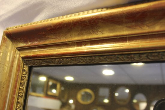 Specchio rettangolare Louis Philippe, oro e foglia di mercurio 76 X 110 cm