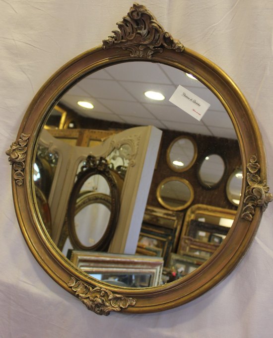 Miroir Rond De Style Louis XV, 54 X 58 Cm