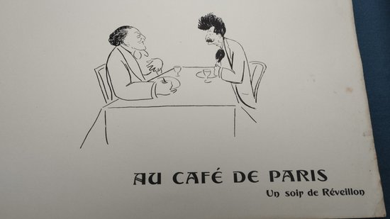 Lithograph under glass signed by SEM- "Au café de paris "circa 1900