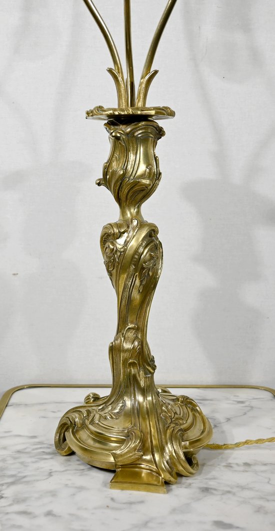 Lampada Art Nouveau in bronzo dorato - Fine XIX secolo