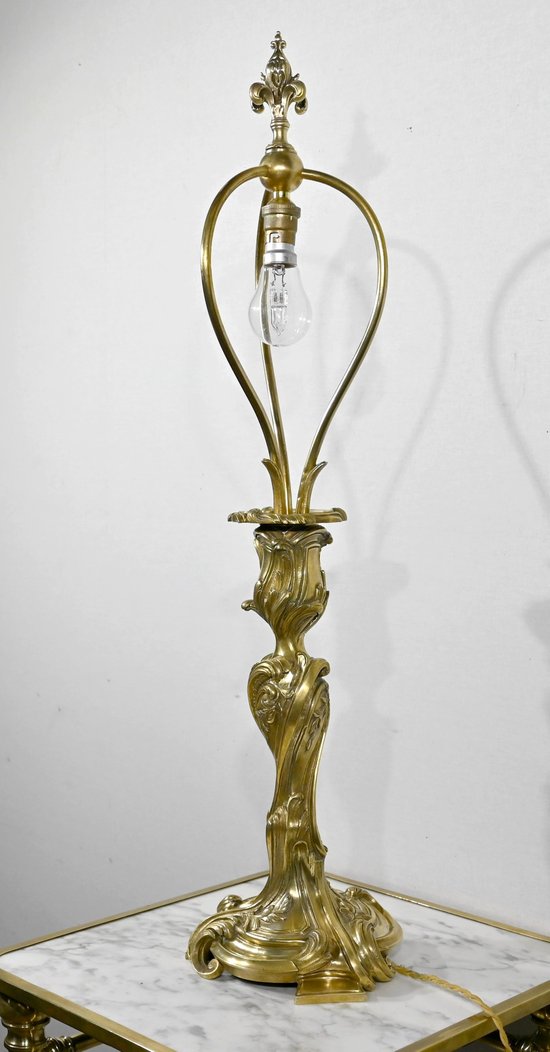 Lampada Art Nouveau in bronzo dorato - Fine XIX secolo