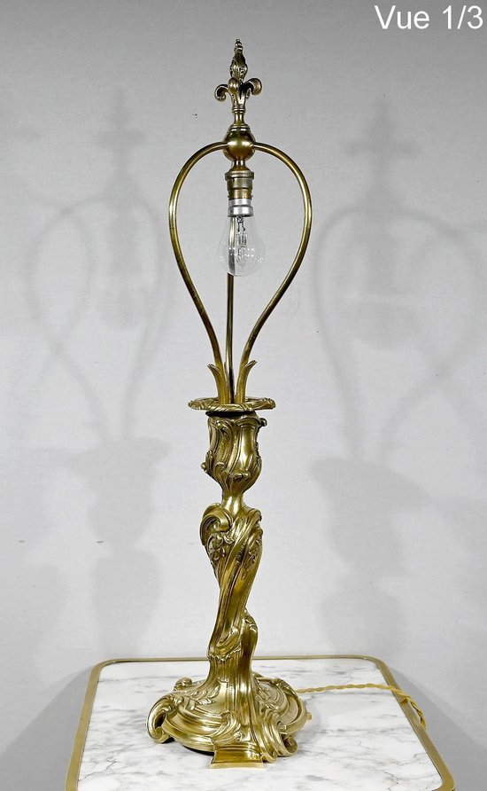 Lampada Art Nouveau in bronzo dorato - Fine XIX secolo